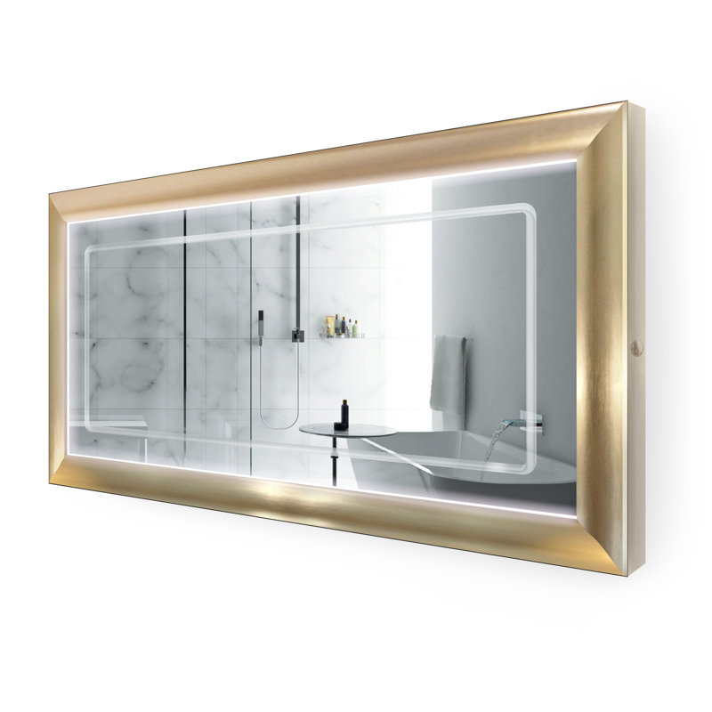 Cossette Metal Wall Mirror, 30" H x 60" W, Gold