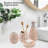 4 Piece Textured Ceramic Bathroom Accessory Set Includes Soap Dish, Dispenser, Toothbrush Holder And Tumbler-1223659346