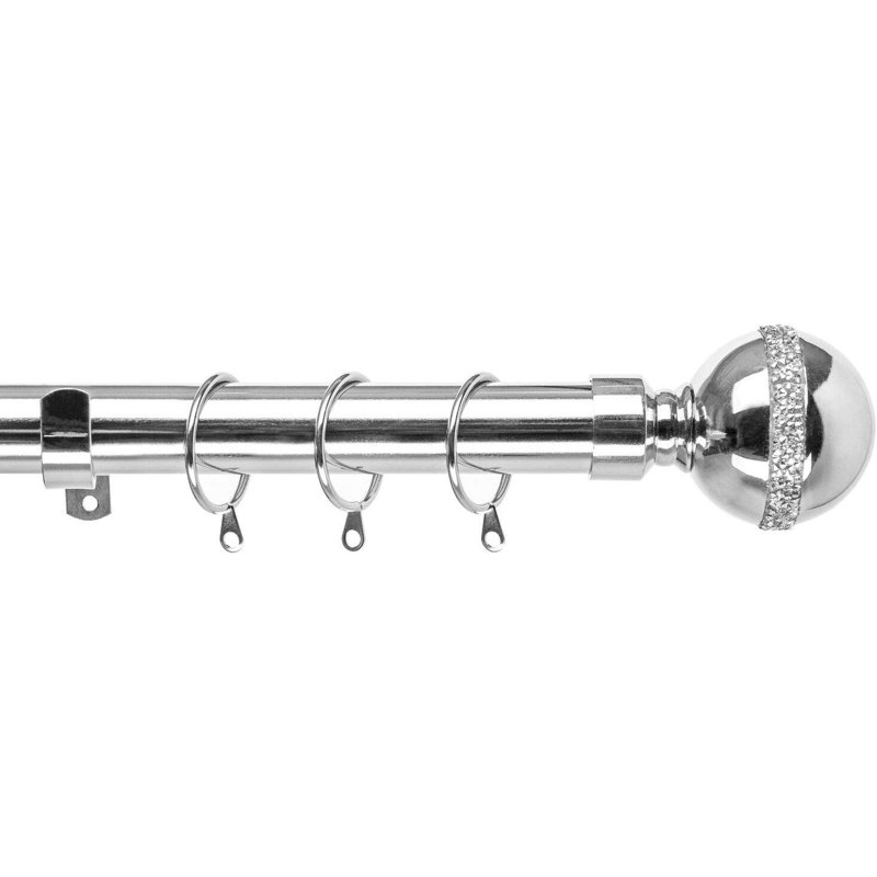 Genevieve Adjustable Curtain Pole Set, Chrome, 6cm H x 210cm W x 6cm