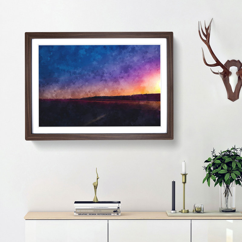 Sand Dunes in Australia - Picture Frame Painting Print, Walnut Framed, 33cm H x 45cm W x 2cm D