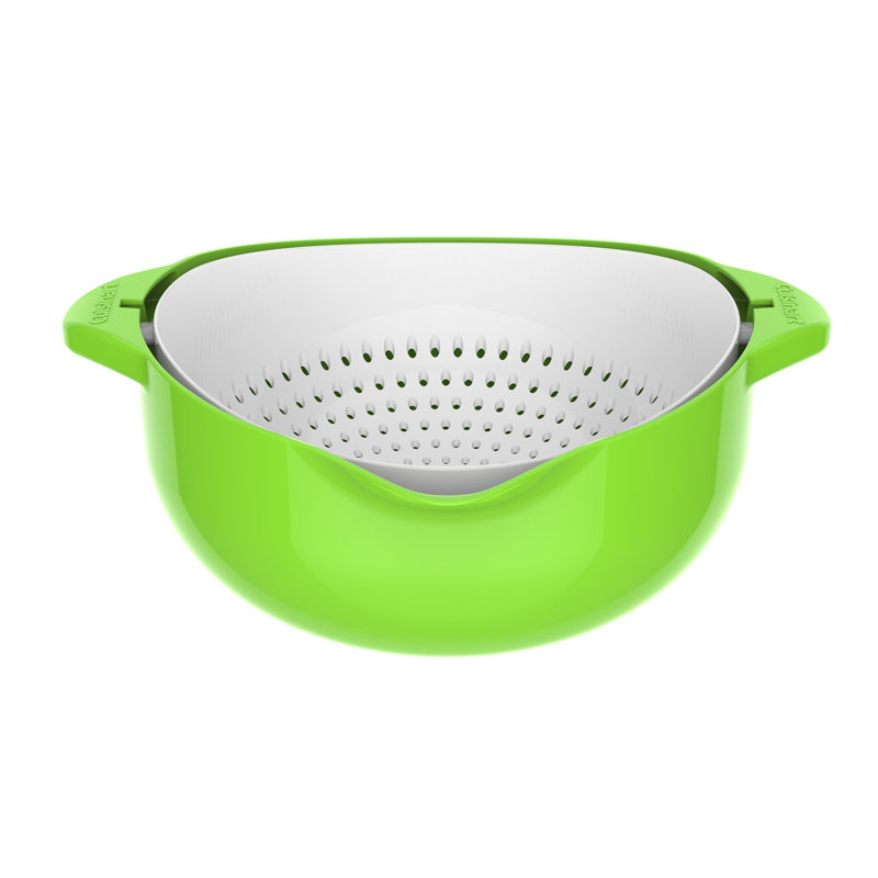 Green and White 5 Qt Swing Basket Colander