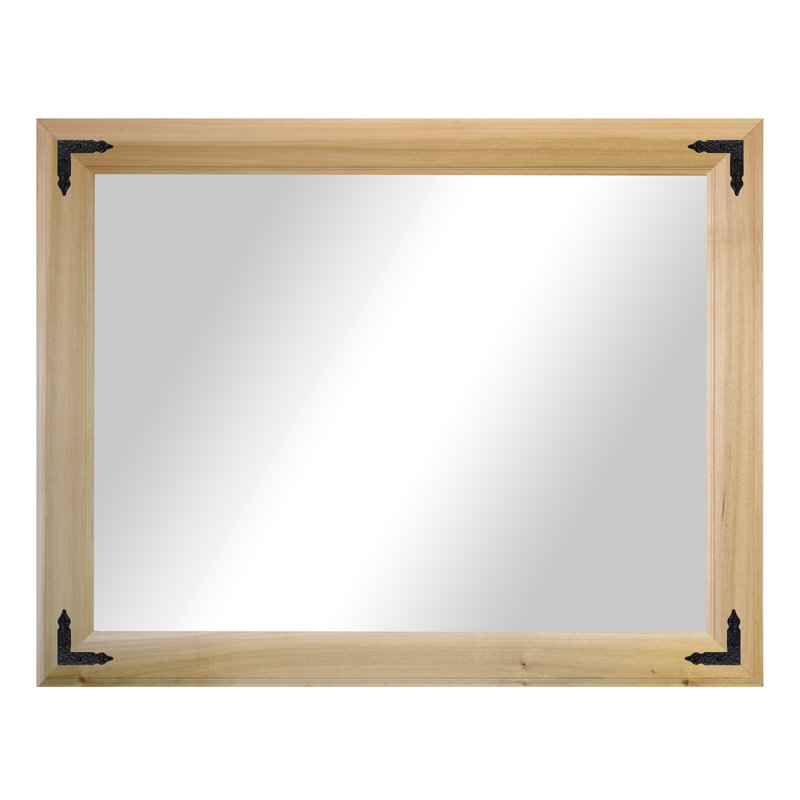 Rayne Heritage Hardwood Poplar Mirror With Decorative Corner Brackets, 30 x 33, Natural