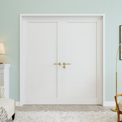 72" x 80" Panel Double Doors, French Doors Slab Replacement, Solid Core Door Slab, Paintable & Waterproof, Suit for Pantry Door, Laundry Door, Closet Door, Room Door, Home Office Door