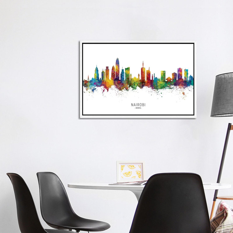 Nairobi Kenya Skyline by Michael Tompsett - Print on Canvas, White Framed, 101.6 cm H x 66.04 cm W
