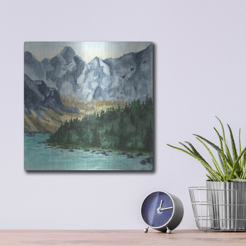  «Journal Study - Glacial Mountains» par Anika Goodhue, art mural en métal, 12 po x 12 po, H 12 po x l 12 po
