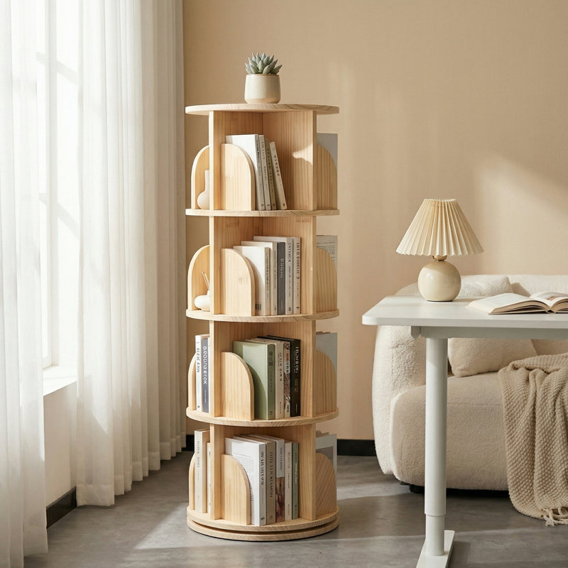 Bibliothèque rotative à 4 niveaux avec rangement pivotant à 360 °