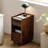Modern Minimalist Walnut-Coloured Pine Sofa Side Table with Casters