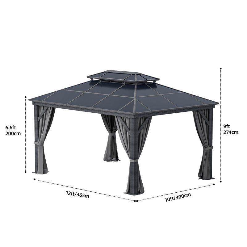 12 pi. L 10 pi. D Pavillon de jardin, gris