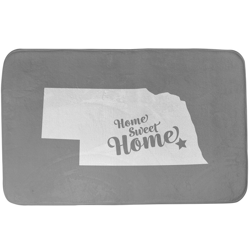 Tapis rectangulaire antidérapant pour salle de bain, L 17 po x L 21 po, Violet, Home Sweet Nebraska