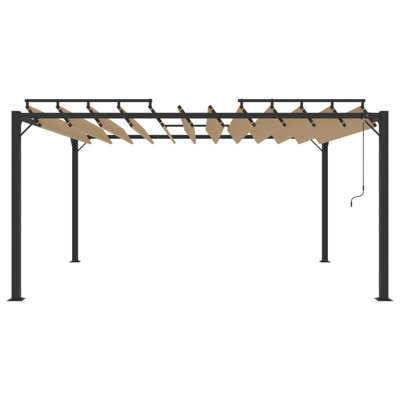 Grand pavillon de jardin avec accoudoirs réglables en aluminium taupe vidaXL