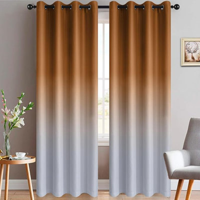 Yakamok rideaux de couleur dégradés bloquant la lumière orange brûlé Ombre rideaux occultants avec rideaux obscurcissant pour fenêtre de salon / chambre à coucher (orange brûlé, 2 panneaux, 52 po x 84 po)