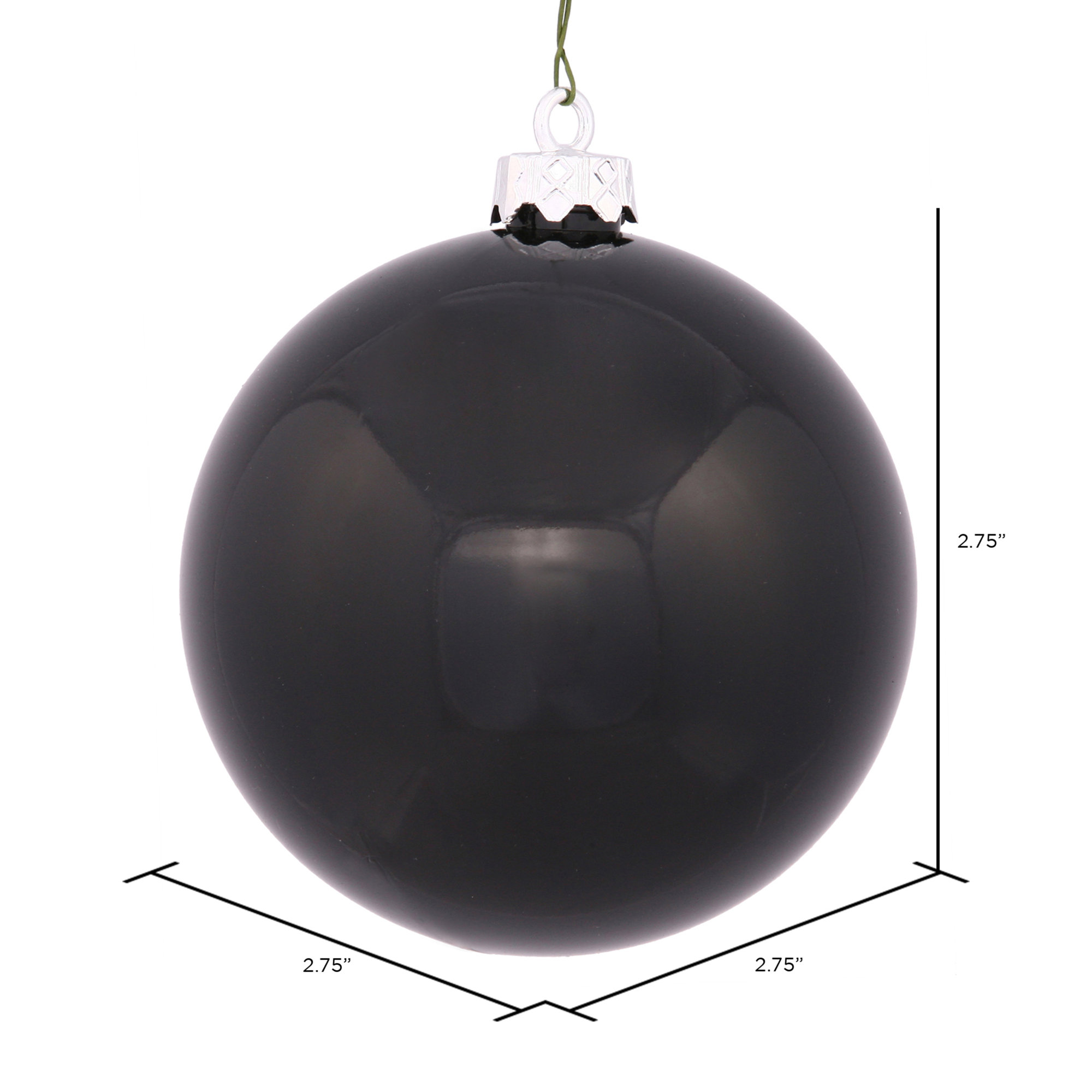 Holiday Décor Ball Ornament, 2.75" H x 2.75" W x 2.75" D, Black