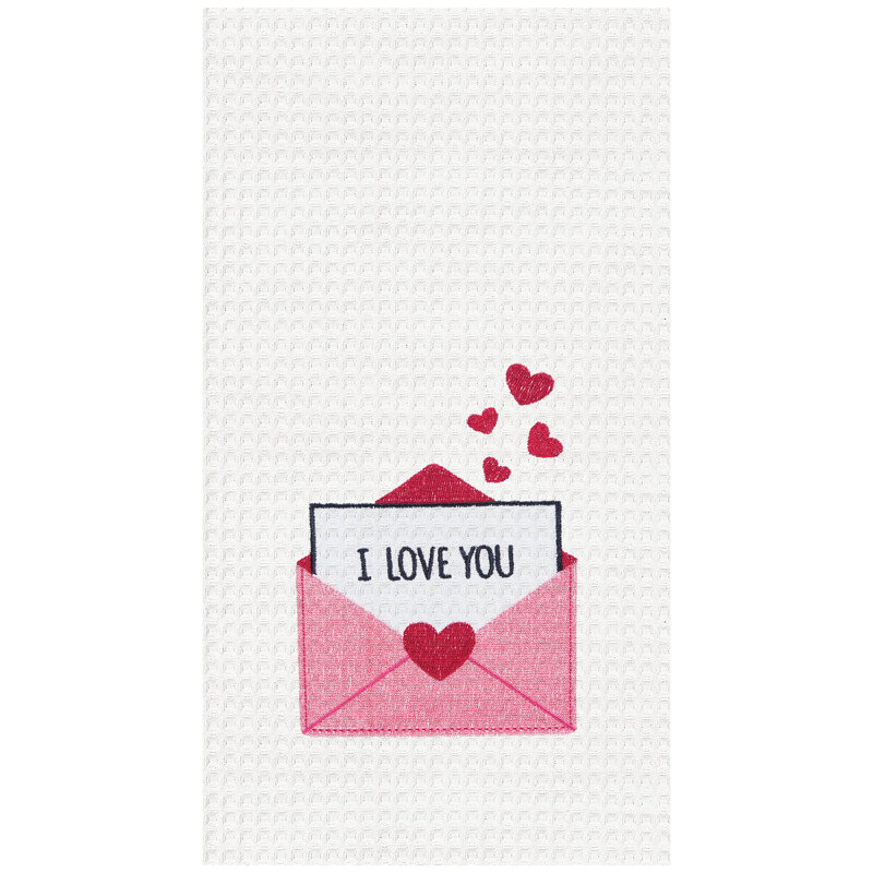 Serviette Love, Rose / blanc lettre d'amour