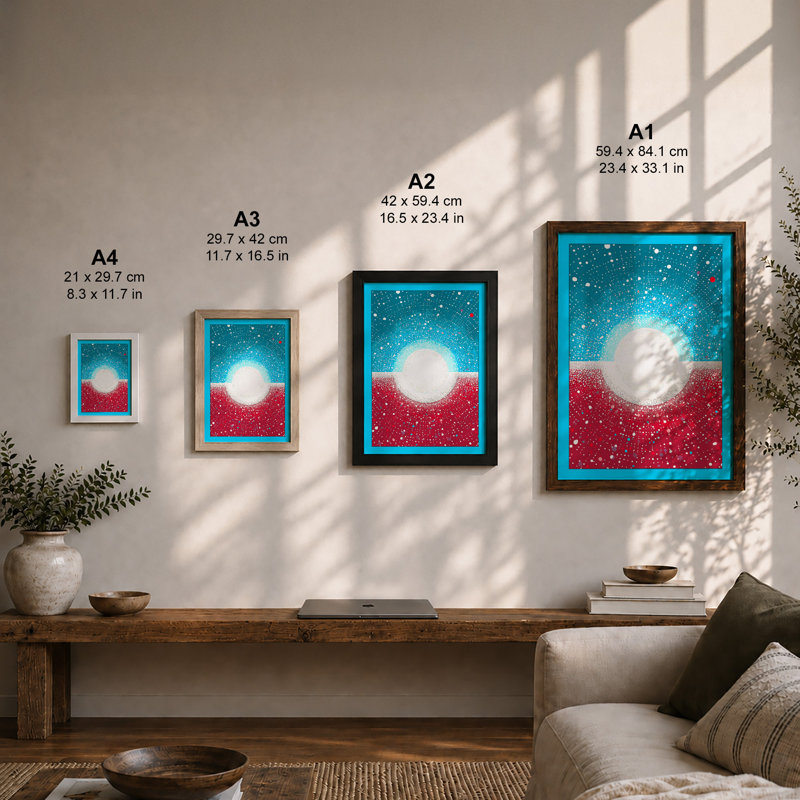 Alien Sunrise Minimalist 1 Piece Single Picture Frame Wall Art, A4 - 29.7 x 21.0 cm, Oak