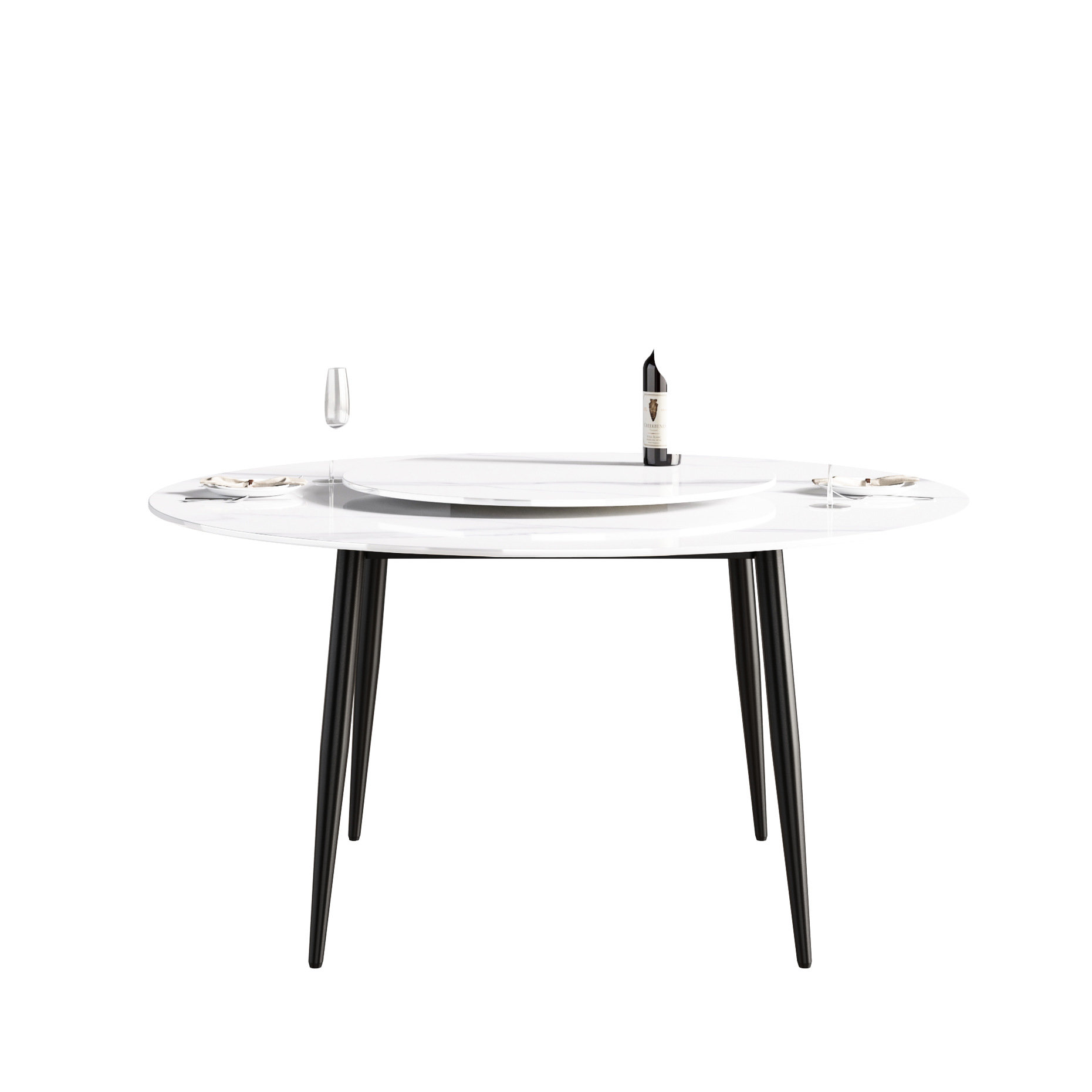 Brayden Studio® 59.59" Round Dining Table With White Sintered Stone Top ...