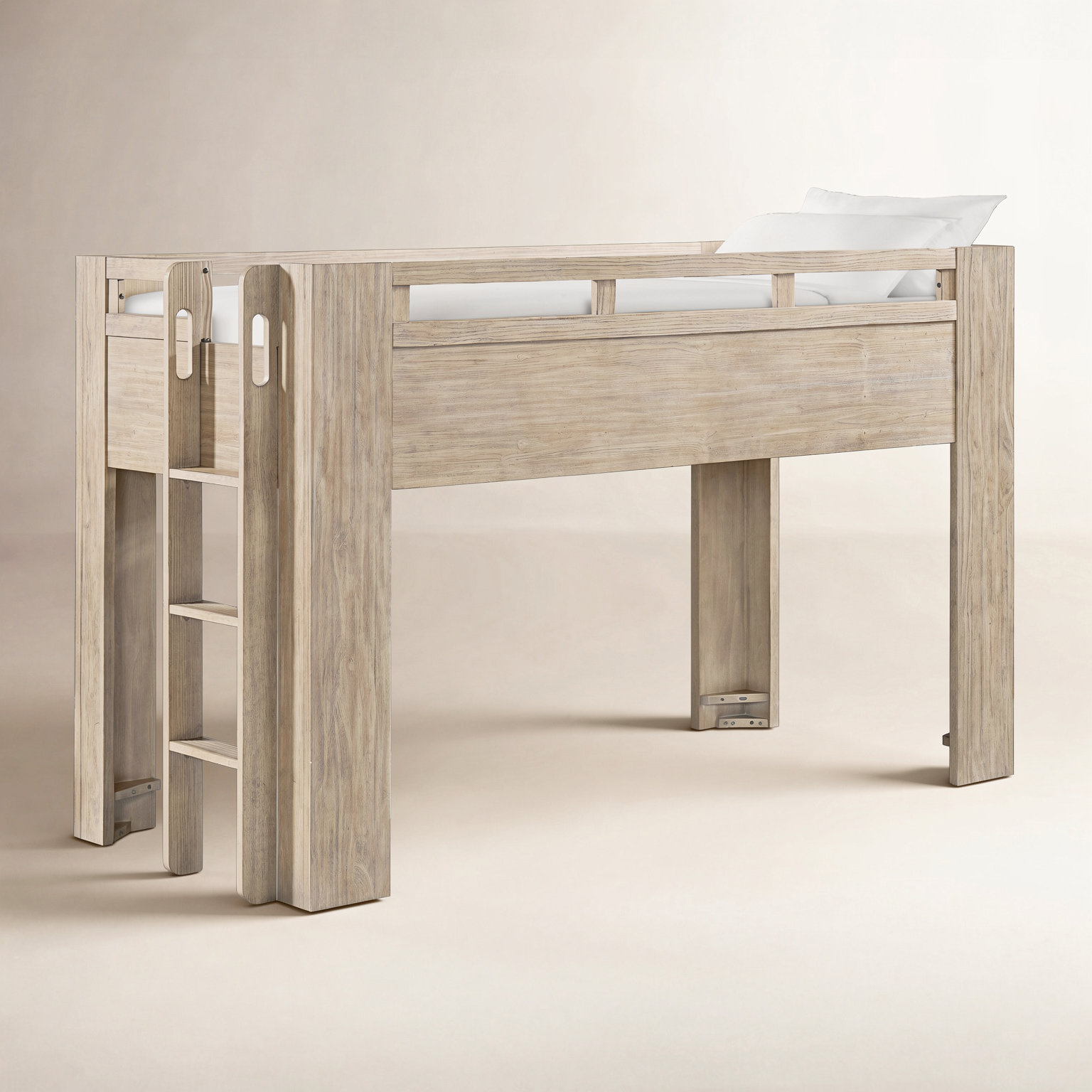 Albie Pine Low Loft Bed, Twin, Sandstone