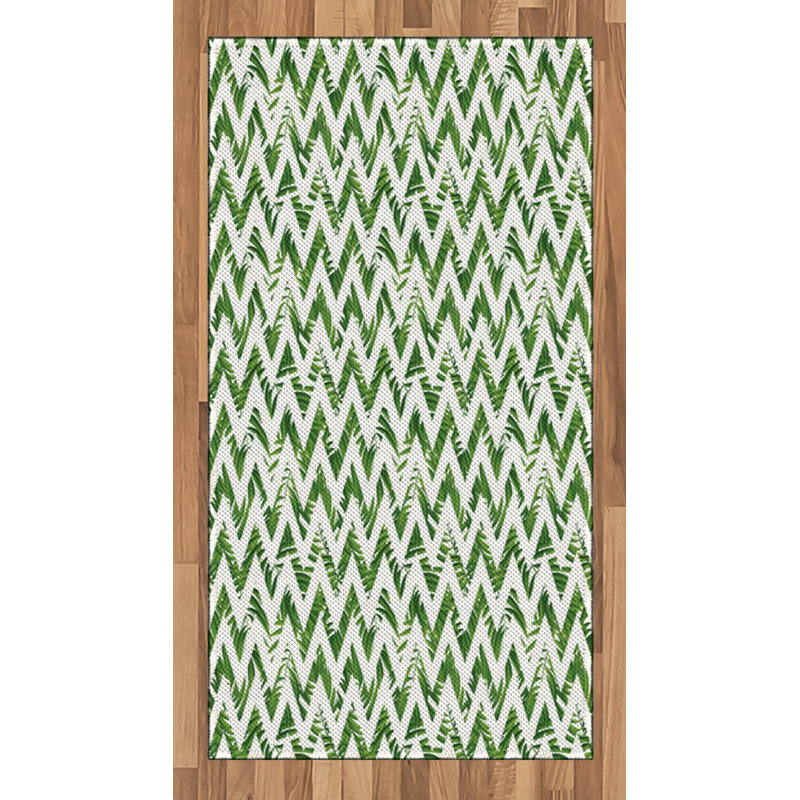 Palm Leaf High Density Long Fiber Poly Threads Decorative Area Rug Carpet, Rectangle 2'7" x 5'