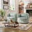 Sydney  Teal 34" Wide Textured Linen Weave Upholstered Swivel Barrel Chair (Set Of 2)-472380529