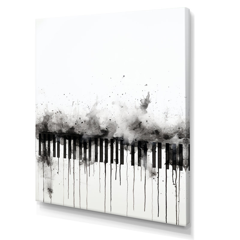 «Piano Keys Tranquility Midnight Black I», reproduction sur toile, Toile tendue, 20" H x 12" W