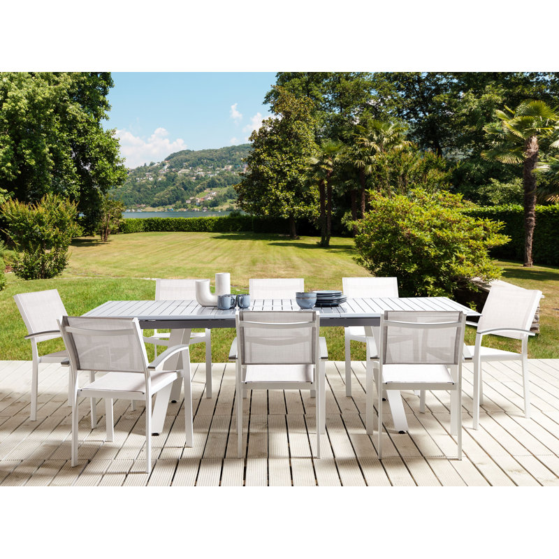 Canales 8 - Person Patio Dining Set Extendable and Umbrella Hole Included Rectangular Table