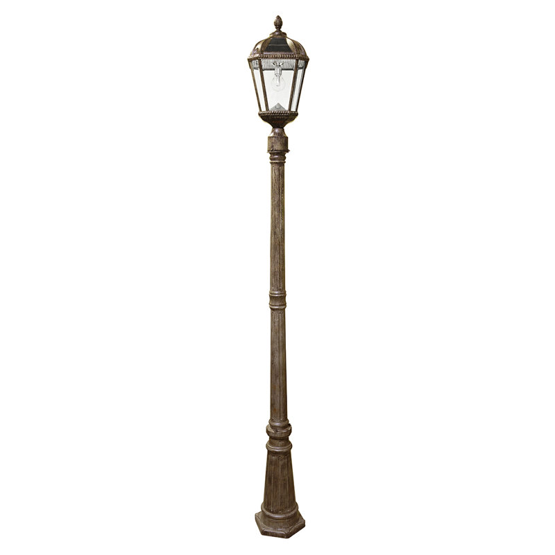 No Wiring Required Royal Bulb Solar Lamp Post Weathered Bronze, Weathered Bronze, Beveled