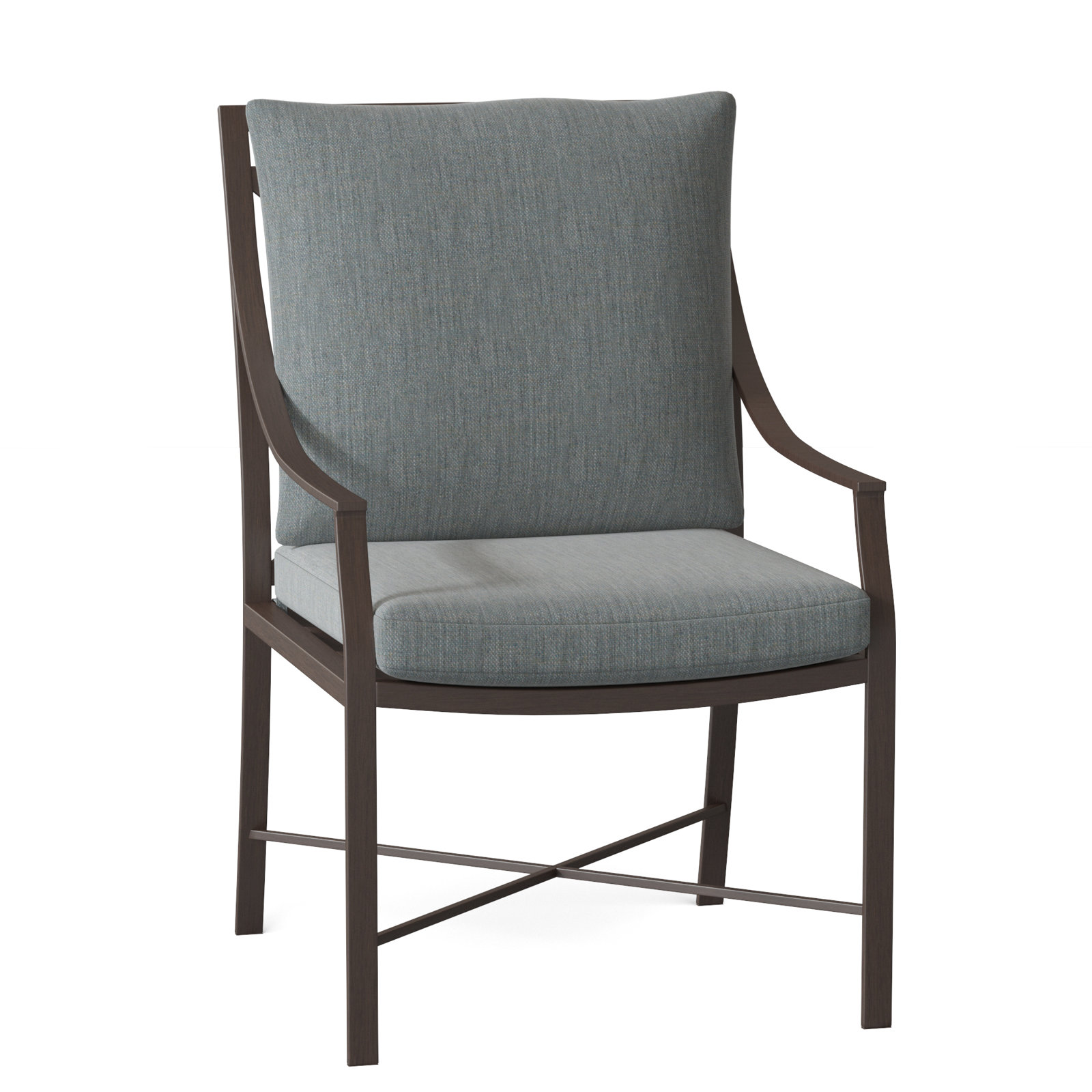 Monaco Outdoor Arm Chair, Rollo Silver InsideOut® Linen, Welt, Slate Gray