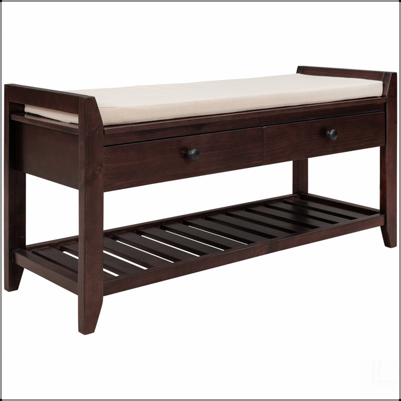 Range-chaussures avec siège rembourré et tiroirs, banc de rangement polyvalent pour entrée