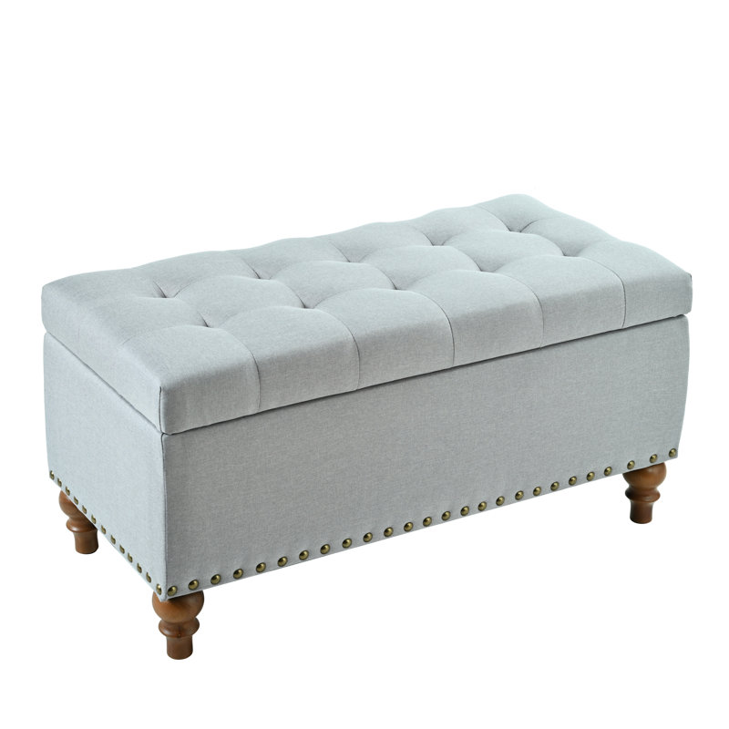 Banc en lin gris avec compartiment spacieux - Base élégante et fonctionnelle offrant un soutien stable, Gris