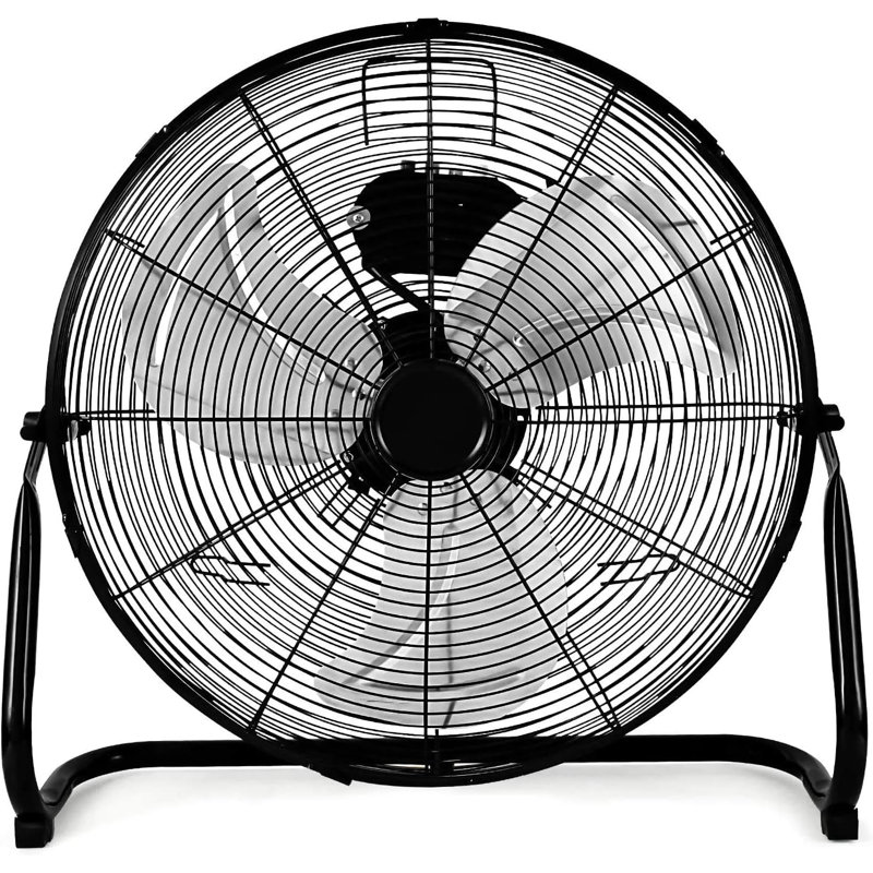 20-Inch Heavy Duty Black Metal Industrial Floor Fan