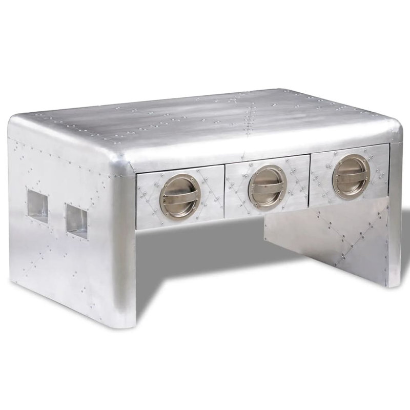 Aluminum Frame Single Coffee Table with Storage