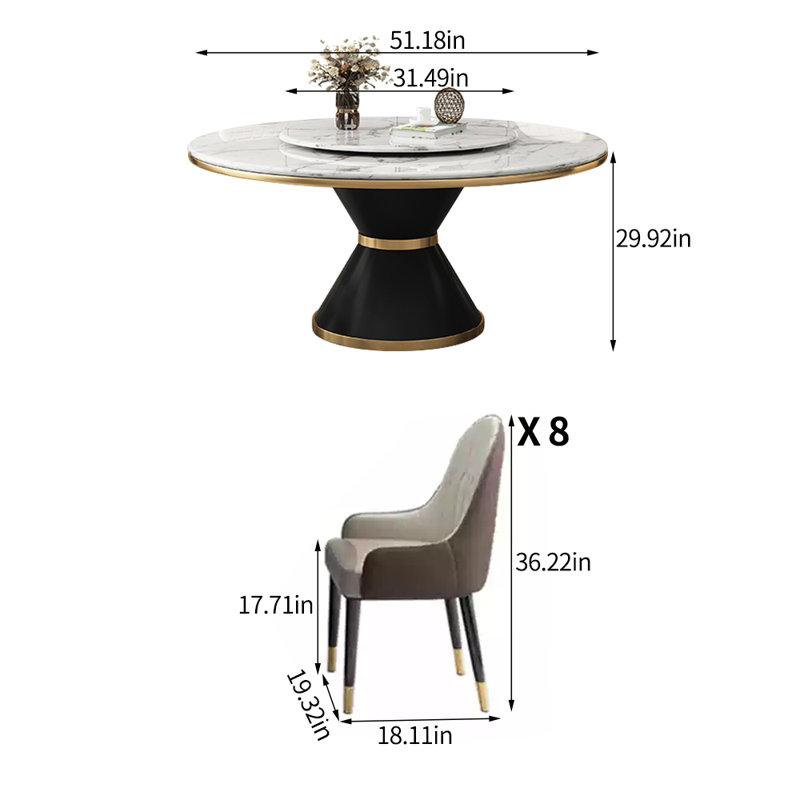 Modern Simple Faux Marble Round Dining Table Set