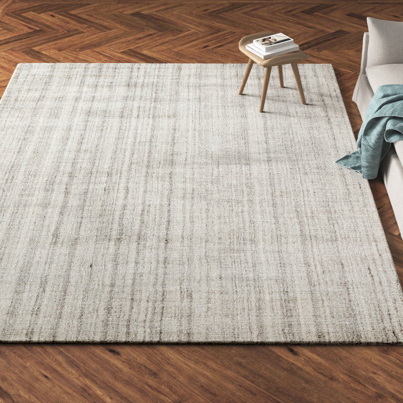 Tapis crème / gris tissé à la main , Rectangle 12 pi x 15 pi