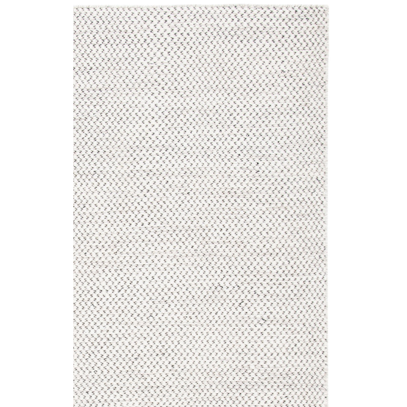 Estien Flat Weave Wool/Cotton Solid Color Rug in Ivory, Rectangle 3' x 5'