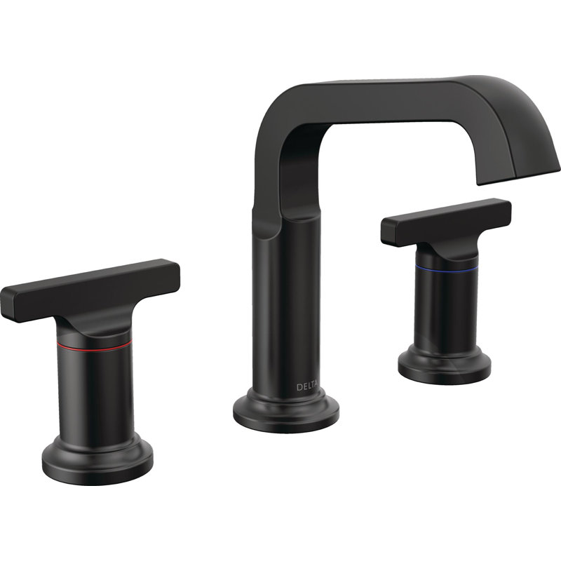 Robinet de salle de bain surdimensionné à 3 trous Tetra, robinet de lavabo à 2 poignées avec bonde, Noir mat