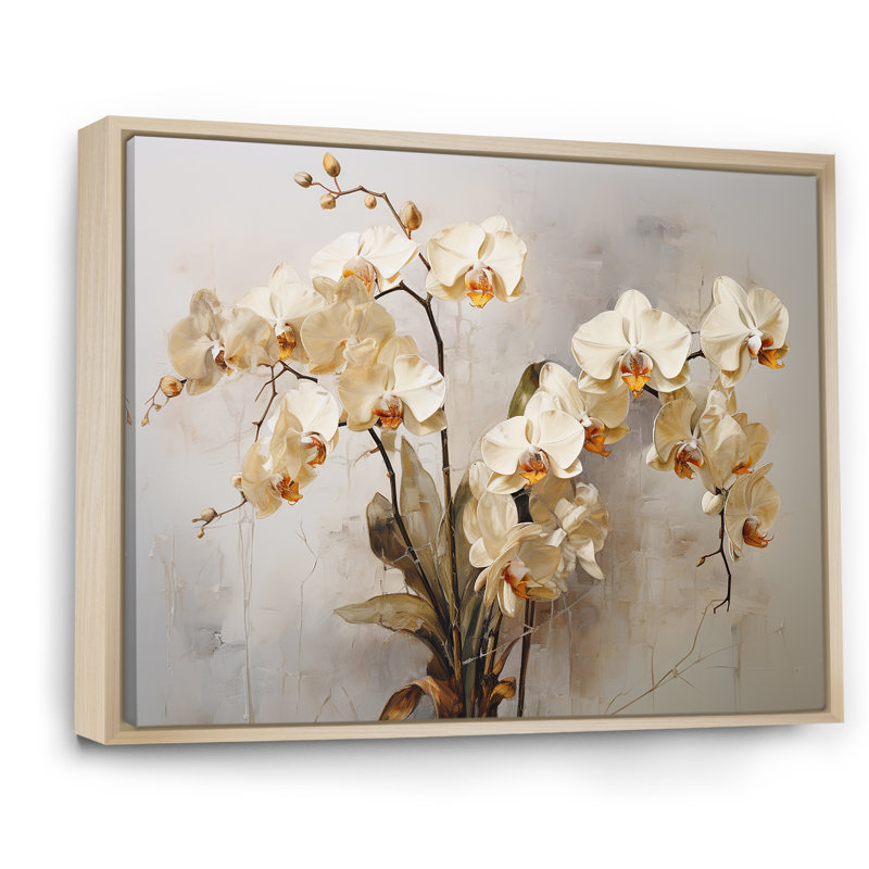 Minimalisme, fleurs d'orchidées délicates abstraites - orchidées murales, Cadre naturel flottant