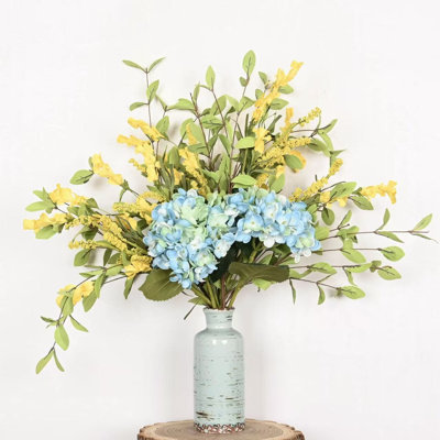 Arrangement floral de fleurs artificielles 24 "dans un vase, hortensia artificiel printemps-été 24"