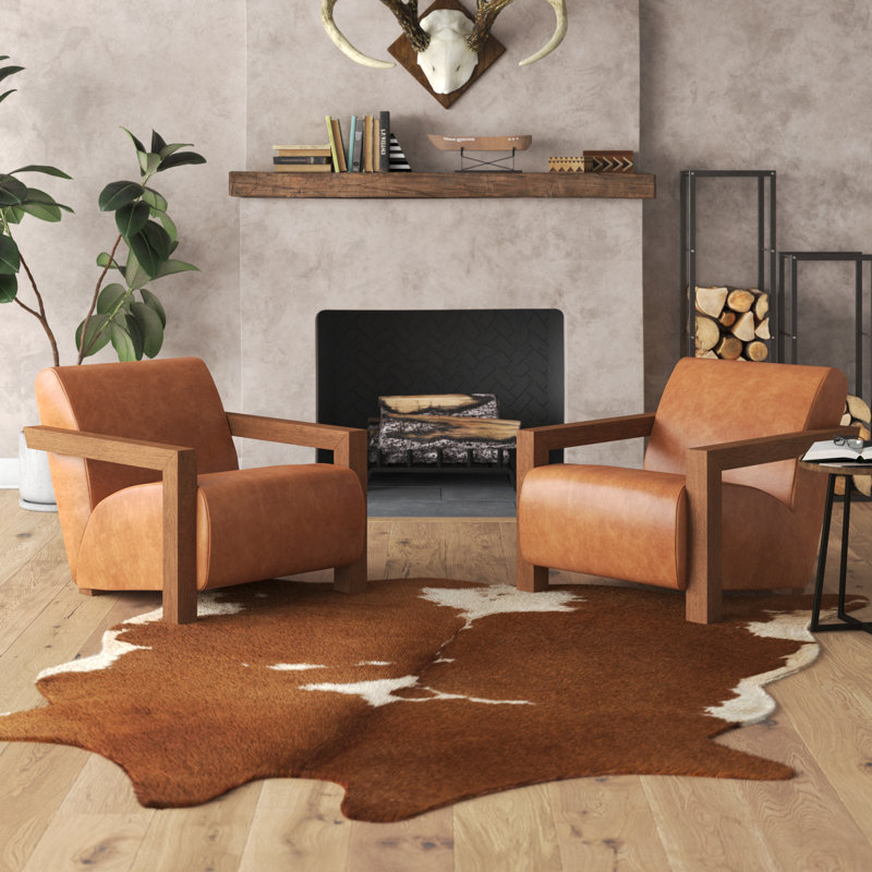 Méridienne Giza en cuir brun clair cognac