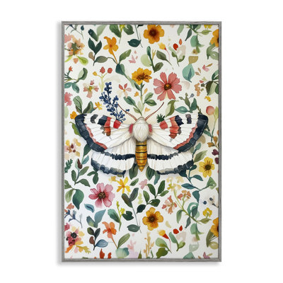 Butterfly & Bright Flowers Framed Giclee, design by The Dutch Lady