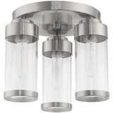 Plafonnier semi-encastré cylindrique en grappe 12 po à 3 lumières Binghamton