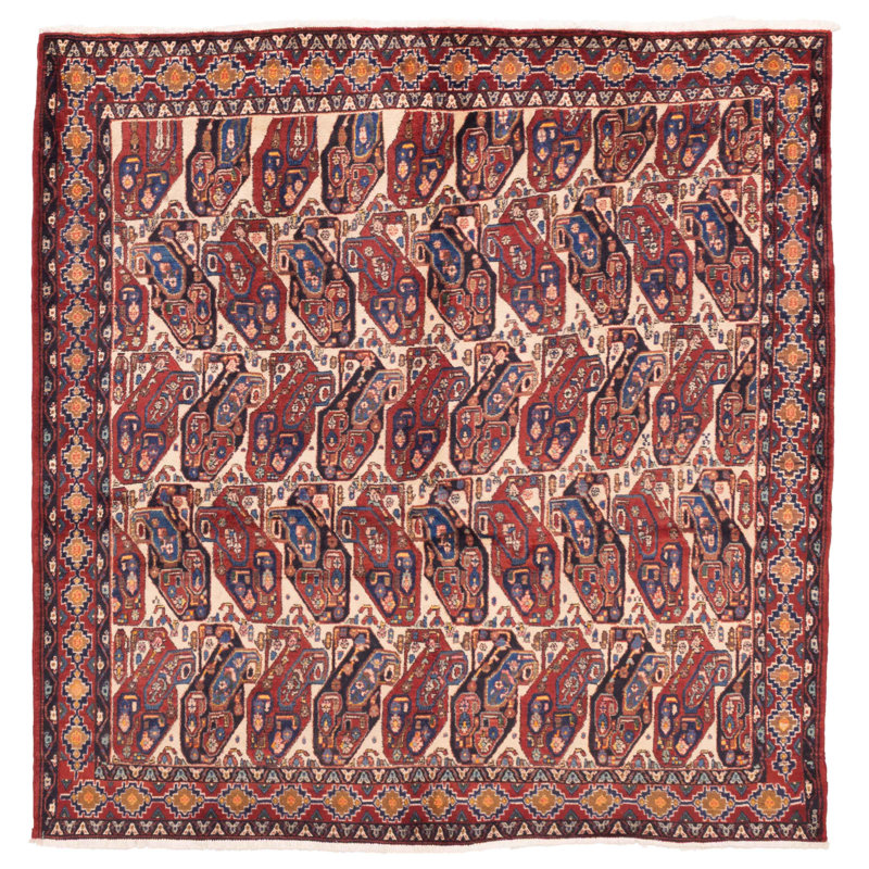 Tapis crème / rouge Melis Vintage 7 pi 1 po x 7 pi 1 po
