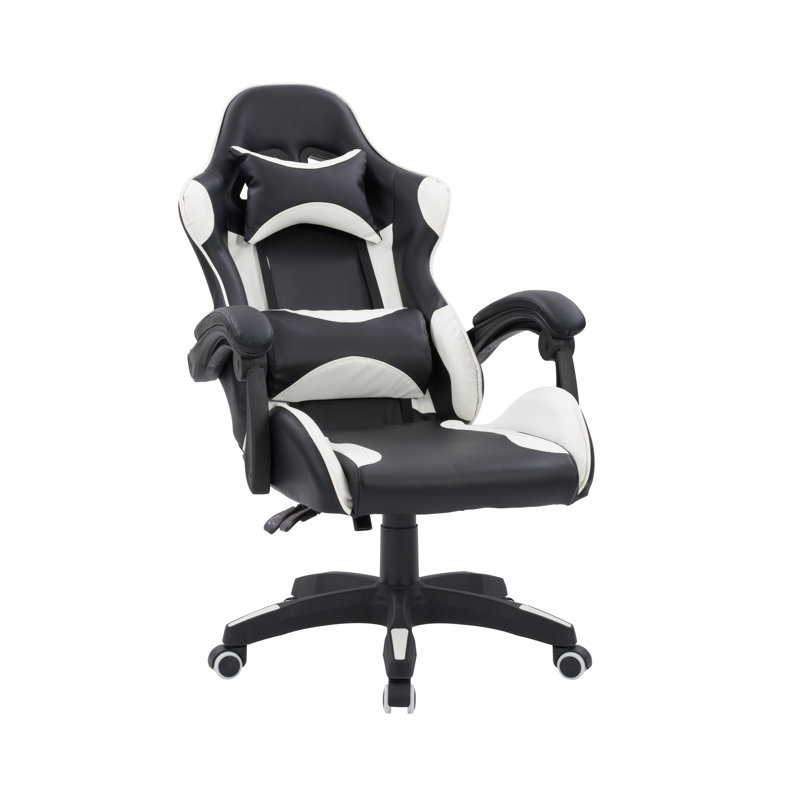 Chaise de jeu PC et course, Blanc / noir