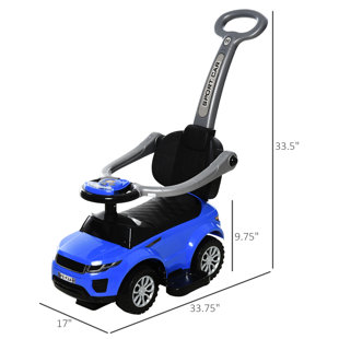 Ride On Stroller With Sound Effects And Adjustable Guardrail For 12-36 Months Car Removable Storage Compartment Blue