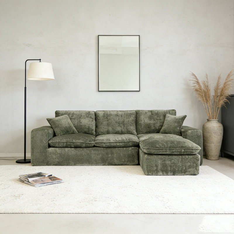 Canapé modulaire en L 107 po, 4, Vert