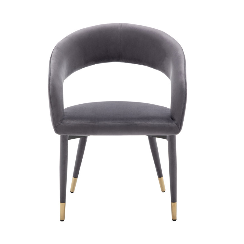 Chaise rembourrée en velours Sina, gris