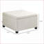 Repose-pieds avec rangement, dessus capitonné beige, structure en bois d'eucalyptus pour le salon, la chambre à coucher et le vestibule | Structure en bois | Style rétro-309696762