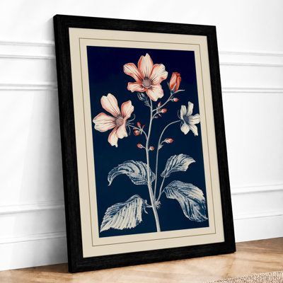 Pale Blossoms On Navy Botanical - Print