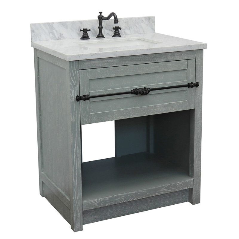 Zimmer 31'' Single Bathroom Vanity with Top, Sage Gray, White Carrara