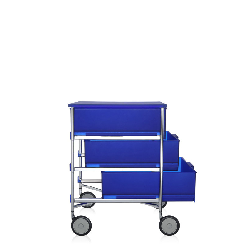 Mobil Drawer Storage, Translucent Cobalt, With Wheels, 6 Hi