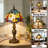Stained Glass Dragonfly Table Lamp - Vintage Antique Metal Base Nightstand Lamp