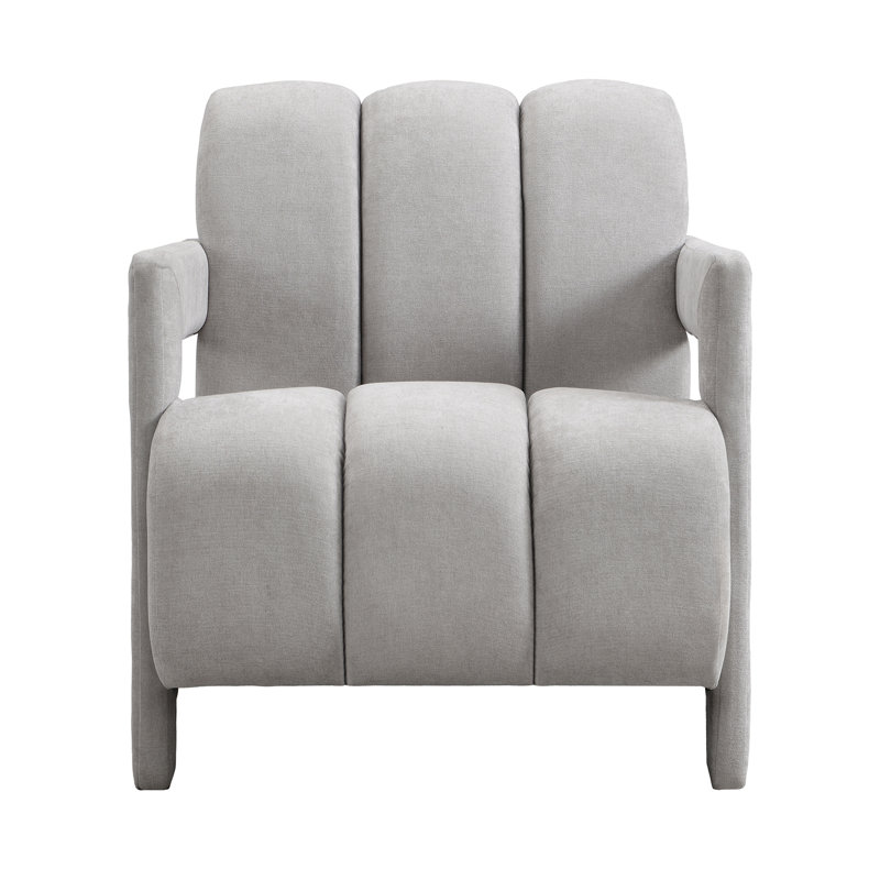 Fauteuil de loisir moderne 26,3 po avec accoudoirs en L et tissu en polyester pour salon, Gris
